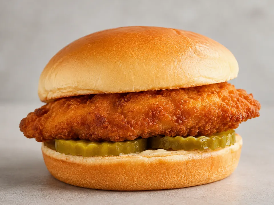 Illustrative homemade Royal Crispy Chicken-style Sandwich