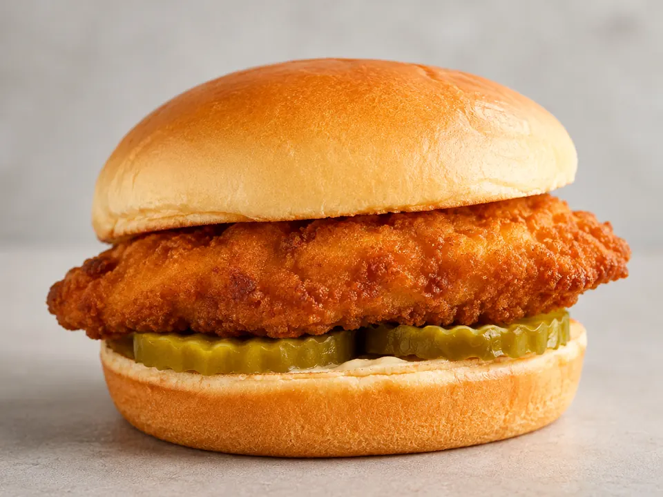 Illustrative homemade Spicy Deluxe Sandwich-style