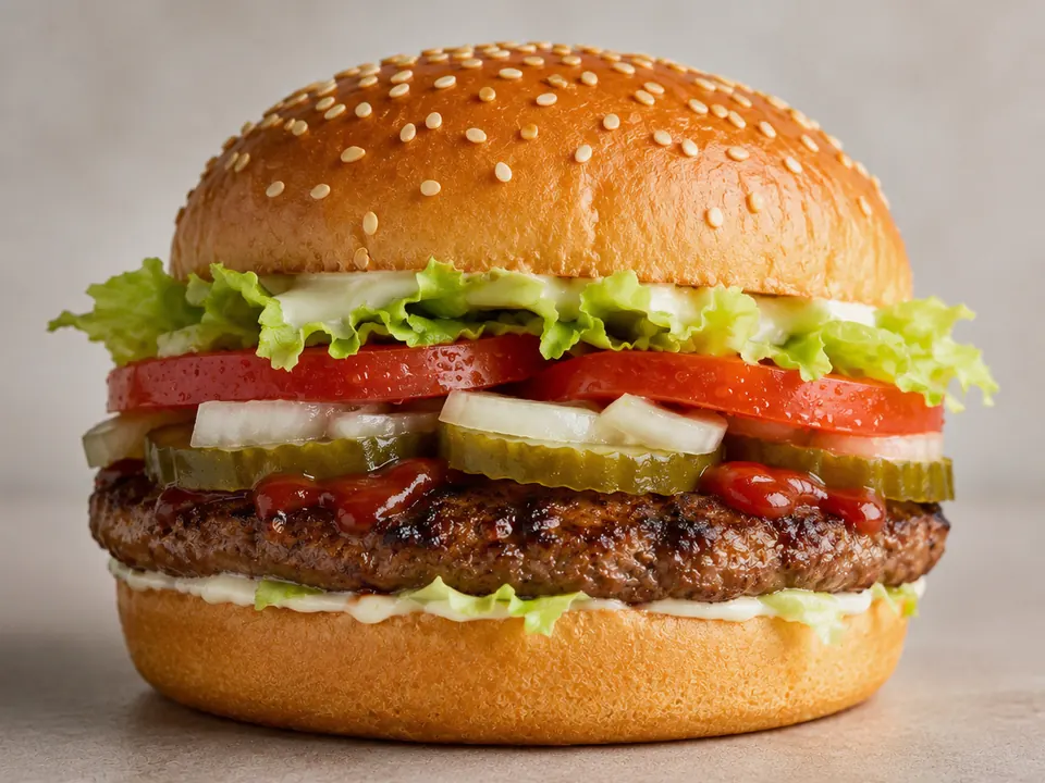 Illustrative homemade Double ButterBurger Cheese-style
