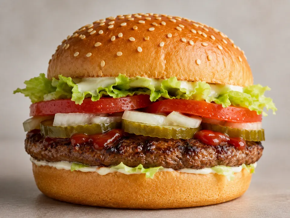 Illustrative homemade Quarter Pounder with Cheese