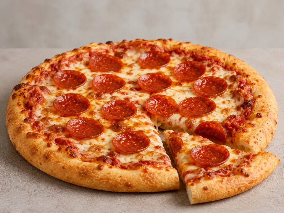 Illustrative homemade Meat Lover’s-style Pizza