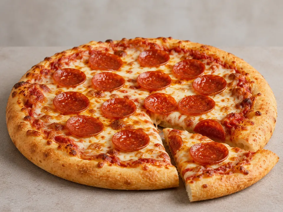 Illustrative homemade Pepperoni Pan Pizza-style