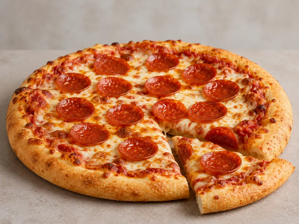 Illustrative homemade Supreme-style Pizza